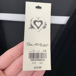 Miss Selfridge NWT Black Velvet Dress US Size 6